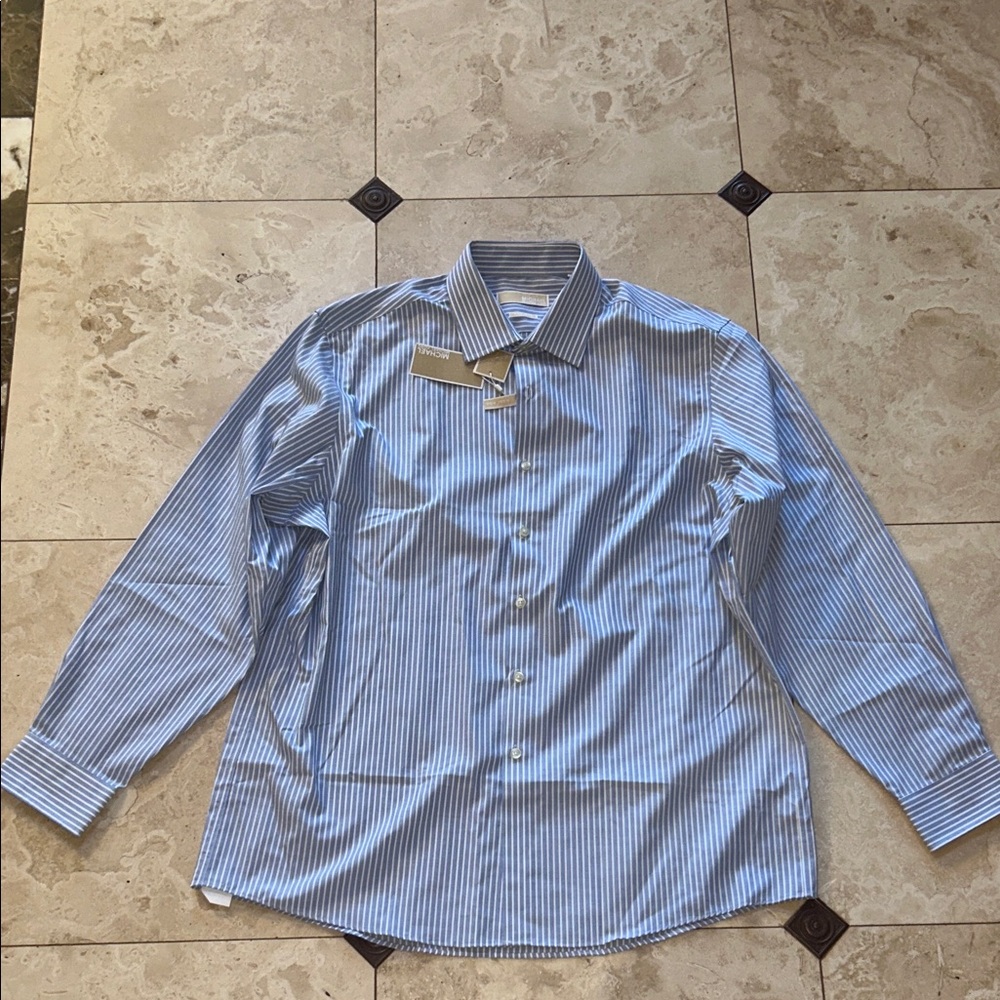 Michael Kors Light Blue Striped Dress Shirt